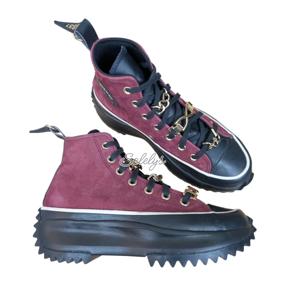 Converse Run Star Hike High Deep Ox Bordeaux Regal Red Black Leather Womens 7 - Picture 11 of 11